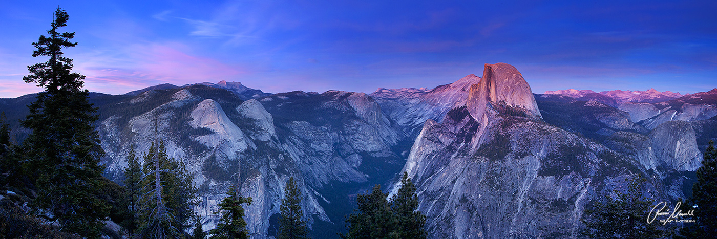 Glacier Point View with half dome at dusk in Yosemite National Park in winter. Fine Art Limited Edition of 150.